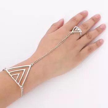 1 шт., браслет на руку, браслет на цепочке, кольцо на палец, серебро 1