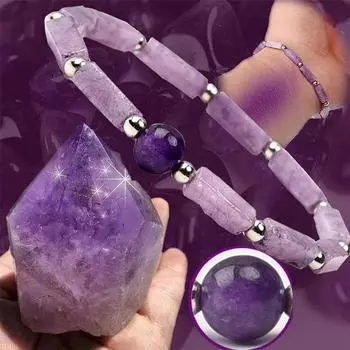 1 шт. браслет с аметистом для женщин и девочек, энергетический браслет из камня, лечебный браслет для йоги, модные ювелирные изделия, подарок 1Pcs фиолетовый