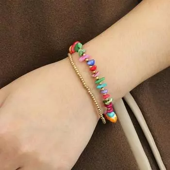 1 шт., браслеты из натурального камня в богемном стиле с кристаллами и щебнем для женщин и мужчин, повседневная одежда, украшения для праздников, подарки 18-18,5 см 18cm