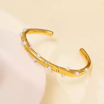 1 шт., браслеты из нержавеющей стали 316L с инкрустацией цирконием и жемчугом, крестики для женщин, пары, великолепные ювелирные изделия для свадебной вечеринки, подарочные аксессуары 6cm золотой