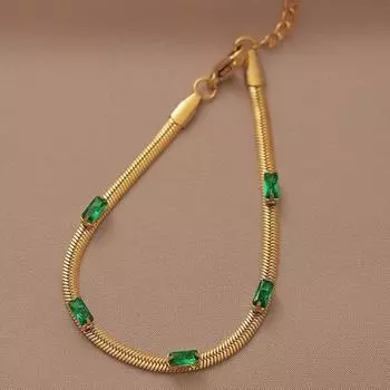 1 шт., браслеты из нержавеющей стали 316L с изумрудным цирконом для женщин, пары, великолепные ювелирные аксессуары для свадебной вечеринки 17mm золотой