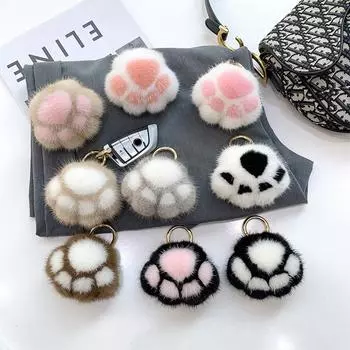 1 шт. Брелок для ключей, аксессуары, пушистый кулон, кавайный, плюшевый, милый, кошачий коготь, подвесной декоративный брелок