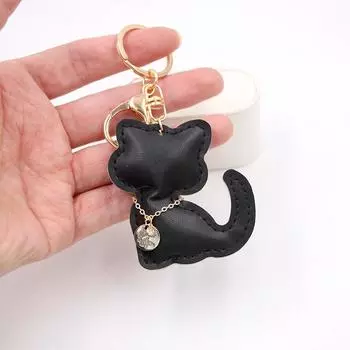 1 шт. брелок для ключей, индивидуальный кошелек, брелок, цветной, из искусственной кожи, милый мультяшный кот, автомобильный кулон, кожаный кулон