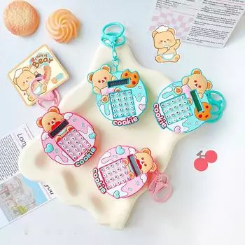 1 шт., брелок для ключей в виде медведя-печенья, калькулятор, декомпрессионные игрушки, подарочные куклы, кулон, мультяшная сумка, подвески, аксессуары для самостоятельного изготовления
