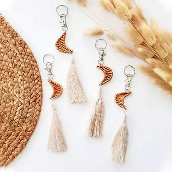 1 шт. брелок из лозы, плетеный вручную, изящный, практичный, с кисточкой, украшение в виде лозы, подвеска в стиле бохо, брелок, сумка, кулон