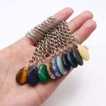 1 шт., брелок из натурального камня, каплевидная форма, розовый кварц, содалит, опал, брелки с драгоценными камнями для женщин и мужчин, ювелирные изделия или подвесные украшения 82x11 мм 1Pc/82x11mm