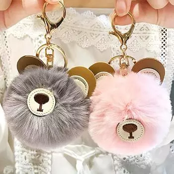 1 шт. брелок модный кулон в виде шара милые уши мультяшный декоративный брелок для сумки плюшевый брелок