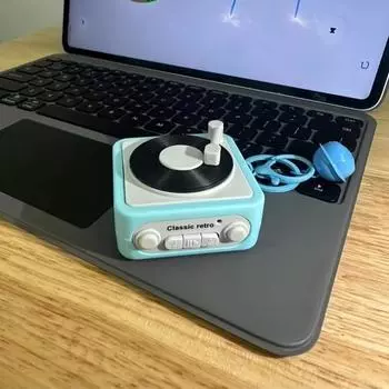 1 шт. брелок в виде ретро-музыкальной шкатулки - для мини-музыкального плеера, аксессуар, забавный креативный подарок, материал ПВХ, нетканый, без покрытия - универсальная посадка. синий