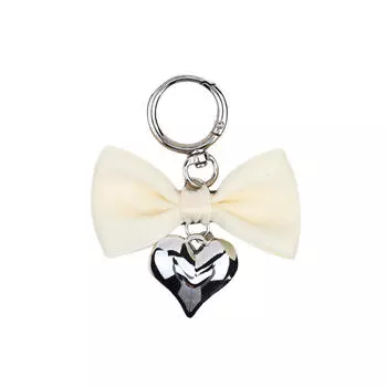 1 шт. брелок в виде сердца с бантом, эстетический бант, брелок для кошелька, сумки, подвески, наушники, камера, автомобильные ключи, аксессуары One Size покинуть белый