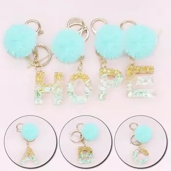 1 шт.. брелоки с плюшевым шариком, брелок с английской буквой, 26, английская меховая пушистая сумка, ювелирные изделия для женщин