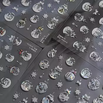 1 шт. бронзовые рождественские наклейки для ногтей милые золотые белые снежки клейкие наклейки для ногтей лазерные наклейки для украшения ногтей DIY to4483-gold