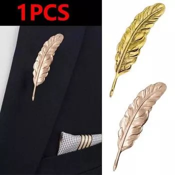 1 шт. брошь с перьями, модная тенденция, ретро, мужское пальто, рубашка, костюм, украшения, броши, аксессуары для одежды, ювелирные изделия, подарки на вечеринку золотой