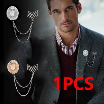 1 шт., брошь в виде цепочки с кисточками, модная винтажная мужская костюмная рубашка, воротник пальто, значок, брошь на лацкане, одежда, ювелирные изделия, аксессуары, подарки золотой