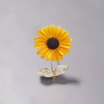 1 шт., брошь в виде подсолнуха, винтажная брошь с эмалью, декор со стразами, булавка для воротника рюкзака в виде подсолнуха, уникальные многофункциональные аксессуары на все случаи жизни жёлтый