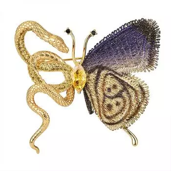 1 шт. брошь в виде змеи из сплава высшего качества в виде легкой и роскошной бабочки с позолотой
