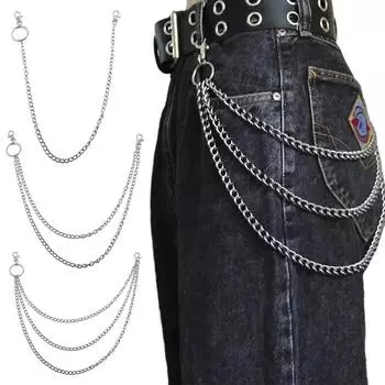 1 шт. брюки цепочка модный уличный брелок панк хипстер брелок хип-хоп ювелирные изделия кошелек ремень цепи многослойная мужская цепочка