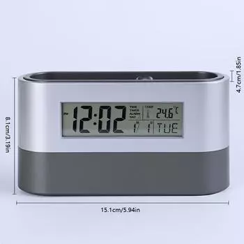 1 шт., Будильник-подставка для ручки, простые серые часы на батарейках серебряный