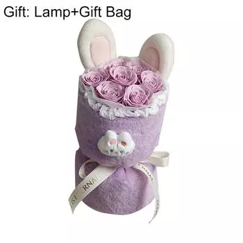 1 шт. Букет из роз Милое ведерко для упаковки цветов для подарков на день рождения Плюшевые кроличьи ушки Готовые мыльные цветы фиолетовый