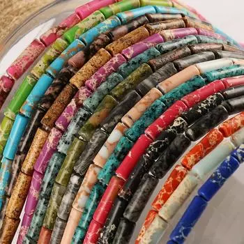 1 шт., бусины-трубки из натурального камня, осадочные яшмы, свободные цилиндрические бусины для изготовления ювелирных изделий, аксессуары для браслетов «сделай сам», 15 дюймов, 13x4 мм 13x4mm