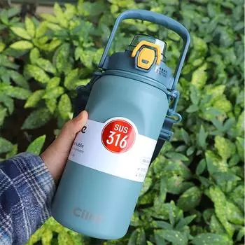 1 шт., бутылка для воды большой емкости, соломенная чашка, высокотемпературная чашка-термос из нержавеющей стали, портативная студенческая чашка для воды ZH