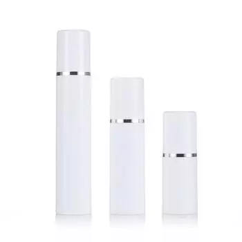 1 шт. Бутылка с насосом, безвоздушный пустой пластиковый контейнер, белые косметические бутылки, цилиндрические сменные трубки, серебряная крышка as the picture