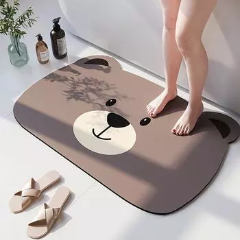 1 шт. быстросохнущий овальный коврик для ванной, нескользящий, пропитанный диатомовой грязью, толщиной 10 мм, плетеный, с резиновой основой, идеально подходит для полов в ванной и гостиной 60*40cm