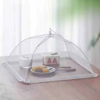 1 шт. Бытовая кухонная прозрачная складная крышка для еды, сетка от мух и комаров, защитная крышка для овощей белый