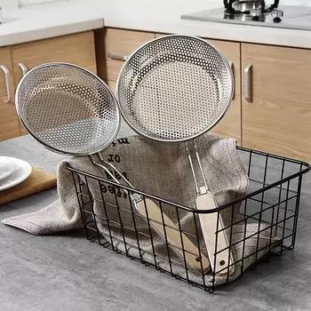 1 шт. Бытовая шумовка из нержавеющей стали с деревянной ручкой, фильтр с сеткой, утечка, много спецификаций, можно повесить решетку для масла