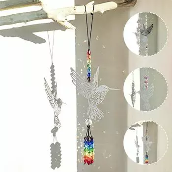 1 шт. Цепное соединение, нежная кристаллическая простота, разноцветная подвеска в европейском стиле в виде ловца солнца из металла, колибри