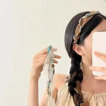 1 шт. цепочка на талию в этническом стиле, подборка и распределение, бохо-шляпная веревка в стиле ретро, головной убор с бусинами, повязка на голову из шелка озеро синий