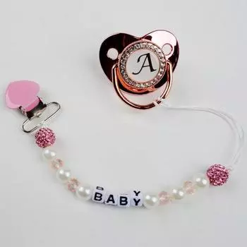 1 шт., цепочка на зажим для соски для младенцев, новая цепочка из глины и кристаллов, противоскользящая цепочка для маленьких мальчиков и девочек, цепочка с зажимом для сосков в форме сердца, детские вещи белый