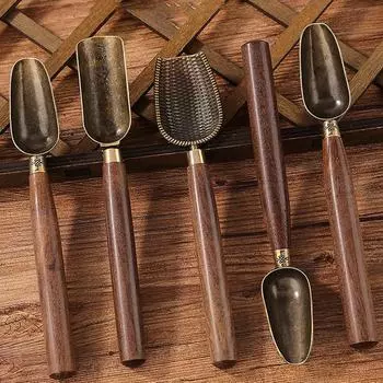 1 шт., чайная ложка, чайная ложка из черного дерева, твердая древесина, ретро, креативная чайная лопатка, чайная лопатка Kongfu, аксессуары для чайной церемонии, подарок A