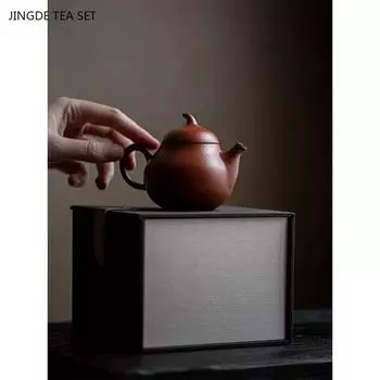 1 шт. чайник ручной работы из фиолетовой глины Исин, чайный сервиз кунг-фу, украшение для гостиной, офиса, рабочего стола