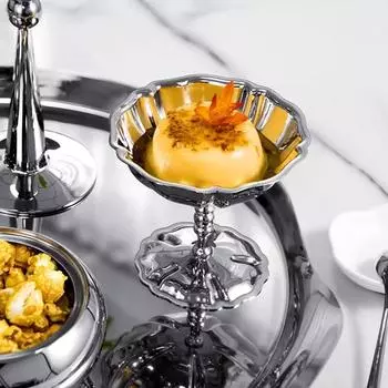 1 шт., чашка из нержавеющей стали с высокой ножкой, фруктовая чаша, высокая чашка для молочного коктейля, многофункциональные контейнеры из нержавеющей стали, чашка для пудинга, десерта 1PC