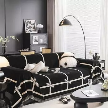 1 шт. чехлы для диванов из шенилла, всесезонные, универсальные, антицарапающие коврики для дивана, модные, пылезащитные, для защиты кресел, полотенца 1seat 180x130cm чёрный