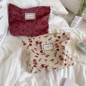 1 шт. Чехлы для хранения ретро косметичка корейский вельвет милый цветочный органайзер дорожный чехол