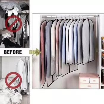 1 шт. чехлы для одежды пылезащитные чехлы для одежды защита от моли сумка для пальто с молнией PEVA полупрозрачный чехол для платья водонепроницаемый M (60 x 100cm)