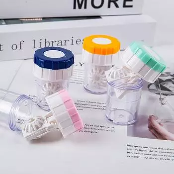 1 шт., чехол для чистки контактных линз, коробка с ручным вращающимся держателем для хранения, инструмент для чистки