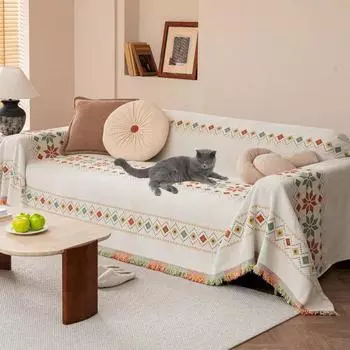 1 шт. Чехол для дивана Bohemia Chenille на все сезоны, чехлы для диванов с кисточками, устойчивые к царапинам для кошек, собак, полотенце для дивана, коврик для пикника и путешествий S 180x130cm