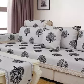 1 шт. чехол для дивана из хлопка/полиэстера в европейском стиле с рисунком дерева, мягкий, нескользящий, чехол для дивана, чехол для сиденья для гостиной 60x60cm 1pcs