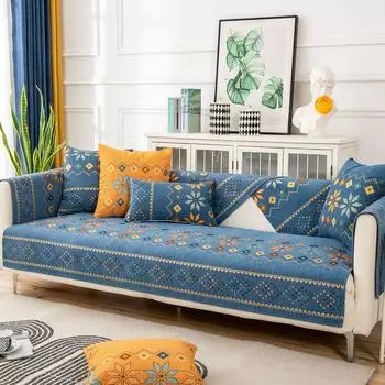 1 шт. Чехол для дивана из шенилла, нескользящий, универсальный, современный, из массива дерева, все включено, для дивана 70*70cm бежевый