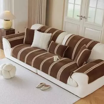 1 шт. Чехол для дивана из шенилла для гостиной, универсальный однотонный полосатый коврик для мебели, противоскользящая подушка для дивана, домашний декор 1seat 70x70cm
