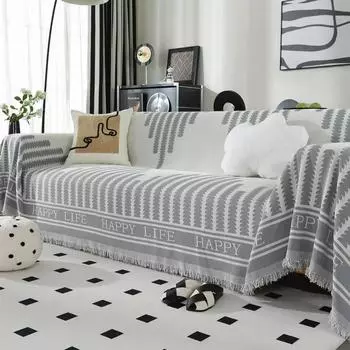 1 шт., чехол для дивана из скандинавской синели, одеяло для офиса, дивана, сон, большое одеяло, пляжное полотенце для отдыха, белый дорожный коврик с кисточками, домашний декор M 180x230cm