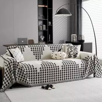 1 шт. Чехол для дивана, модный, простой, противоскользящий, защитный, для мебели, машинная стирка, цельный, стильный коврик для гостиной 1seat 180x130cm чёрный