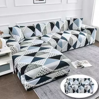 1 шт., чехол для дивана с геометрическим узором для углового дивана, эластичный чехол для домашних животных, чехол для 1/2/3/4-местного дивана, L-образный секционный диван 1 seater синий