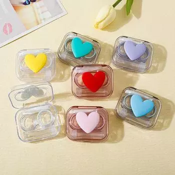 1 шт., чехол для контактных линз в форме сердца, прозрачный цветной контейнер для ухода за глазами, женский чехол для контактных линз для путешествий, мини-футляр для контактных линз белый