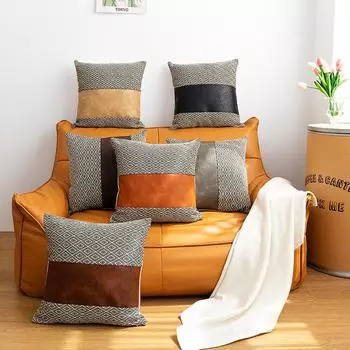 1 шт., чехол для подушки 45*45 см, наволочка с узором Argyle для гостиной, дивана, украшение для дома, декор для поясницы, наволочка из искусственной кожи 1PC 45*45cm