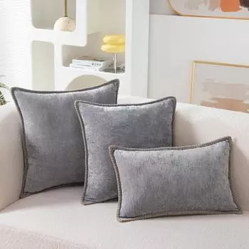 1 шт. Чехол для подушки из шенилла однотонного цвета с бархатной окантовкой, современный и роскошный стиль, подходит для диванов, спален, кроватей 30x50cm