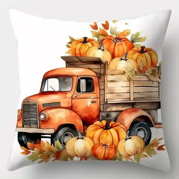 1 шт. Чехол для подушки «Осенний урожай», мягкое полиэфирное волокно, застежка-молния, для украшения гостиных, офисов и диванов на Хэллоуин 45x45cm