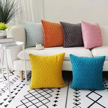 1 шт. Чехол для подушки с волнистым узором, мягкий бархатный чехол для подушки, для гостиной, спальни, дивана, автомобиля, офиса, домашнего декора, 18*18 дюймов, без подушки 45cm*45cm белый